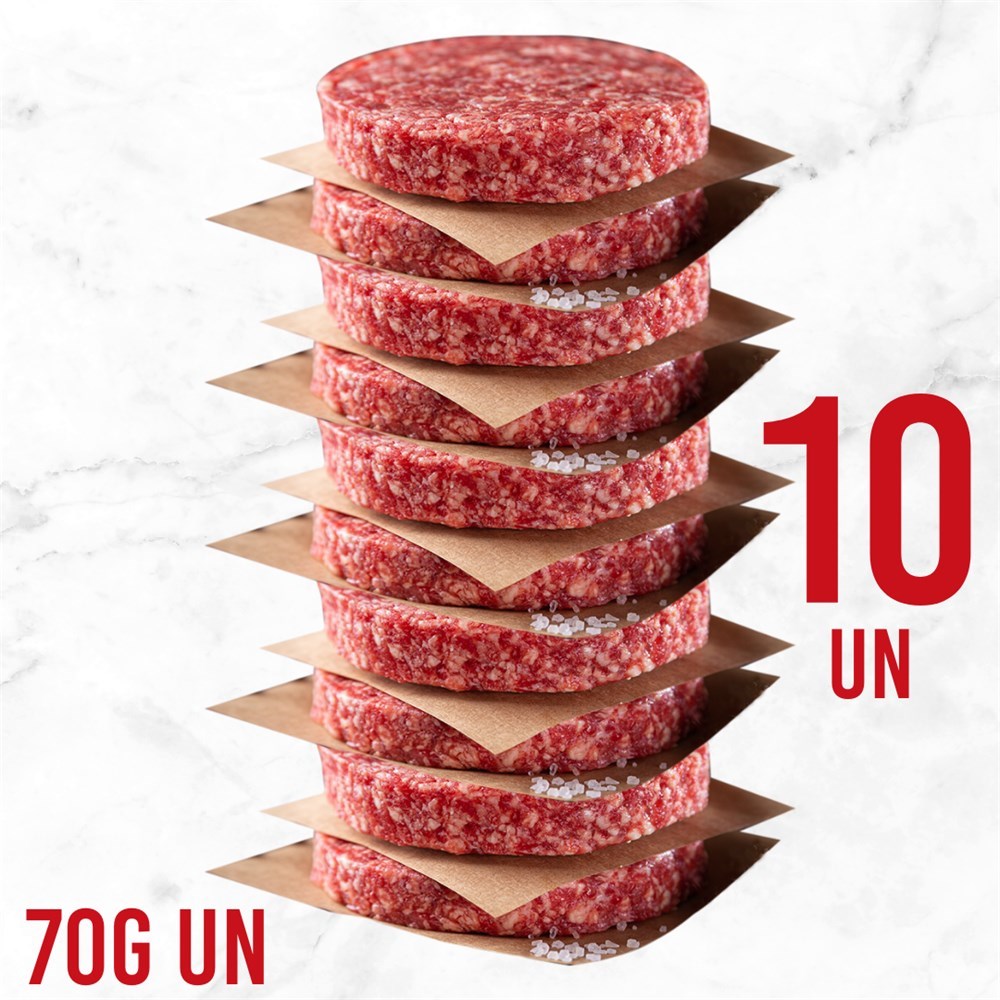 Hambúrguer de Costela 70g – Pacote com 10 Unidades